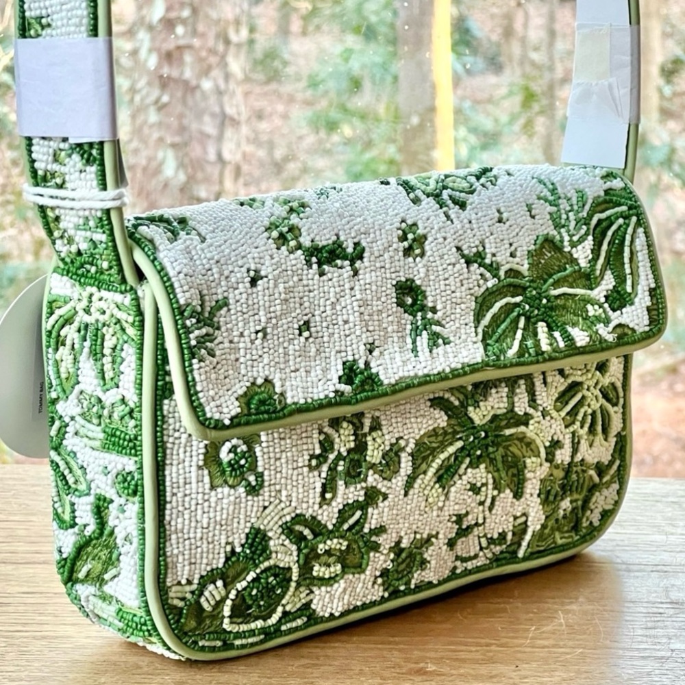 NWT Staud Beaded Tommy Shoulder Bag Clover Toile π Rare Find π - Picture 2 of 16